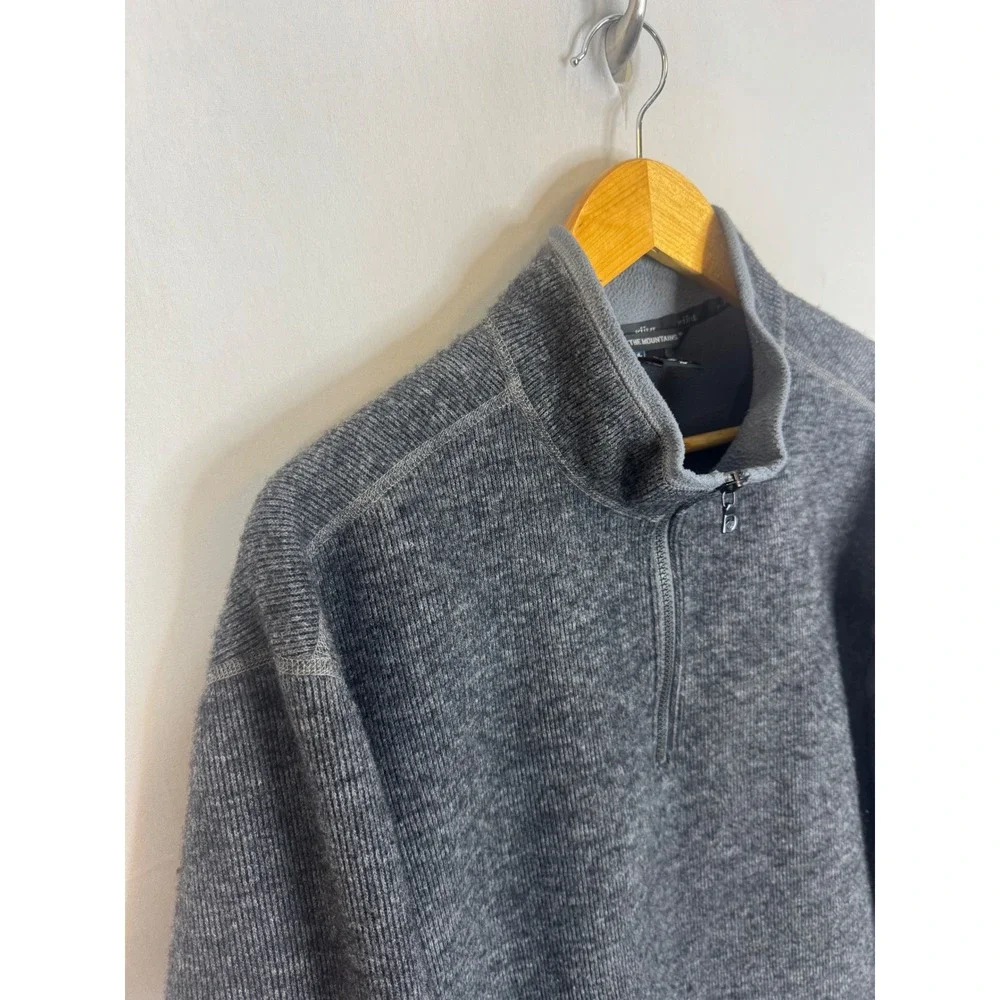 Kuhl ThermoKore Mens XL Gray Wool Blend Fleece Quarter Zip Pullover Sweater